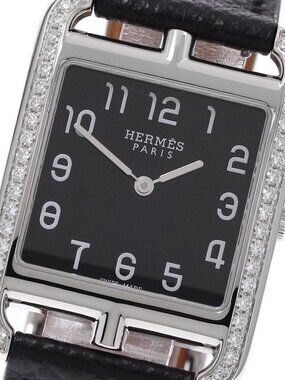 HERMES Cape Cod CC3.730 Diamond Bezel black Dial Quartz Ladies Watch